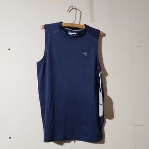 kids boys navy blue Diadora sleeveless tank top, size M athletic fabric wicking